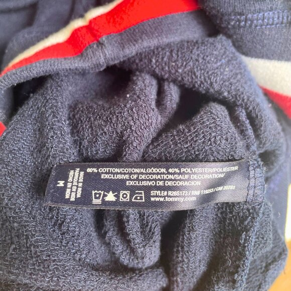 Tommy Hilfiger Navy Logo Sweatshirt – Red White Stripe Trim - Picture 9 of 9